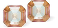 Sparkling Austrian Crystal Square Imperial Stud Earrings in Ever changing Delite glittery Cappuccino, Sterling Silver Earwires