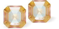 Sparkling Austrian Crystal Square Imperial Stud Earrings in Ever changing Delite glittery Ochre Tan, Sterling Silver Earwires