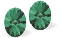 Sparkly Austrian Crystal Oval Rivoli Style Stud Earrings by Byzantium in Rich Emeral Green with Sterling Silver Earwires
