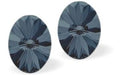Sparkly Austrian Crystal Oval Rivoli Style Stud Earrings by Byzantium in Dusky Graphite Grey with Sterling Silver Earwires