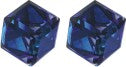 Sparkly Austrian Crystal Oblique Cube Stud Earrings by Byzantium, 4mm in size in Rich Bermuda Blue with Sterling Silver Earwires