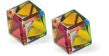 Sparkly Austrian Crystal Oblique Cube Stud Earrings by Byzantium, 4mm and 6mm in size in Two Tone Vitrail Medium with Sterling Silver Earwires