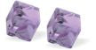 Sparkly Austrian Crystal Oblique Cube Stud Earrings by Byzantium, 4mm and 6mm in size in Warm Violet Purple with Sterling Silver Earwires
