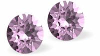 Sparkly Austrian Crystal Diamond-shape and Elegant Stud Earrings Round, Multi Faceted Crystal, 4mm and 7mm in size Colour: Warm Iris Mauve Sterling Silver Earwires 