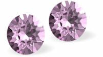 Sparkly Austrian Crystal Diamond-shape and Elegant Stud Earrings Round, Multi Faceted Crystal, 4mm and 7mm in size Colour: Warm Iris Mauve Sterling Silver Earwires