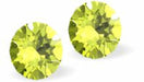 Sparkly Austrian Crystal Diamond-shape and Elegant Stud Earrings Round, Multi Faceted Crystal  4mm and 6mm in size Colour: Bright Citrus Green 