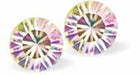 Austrian Crystal Diamond-shape Stud Earrings in Luminous Green, 4mm in size with Sterling Silver Earwires