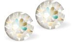Austrian Crystal Diamond-shape Stud Earrings in Light Grey Delite with Sterling Silver Earwires