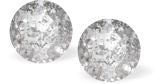 Austrian Crystal Diamond-shape Stud Earrings in Silver Patina with Sterling Silver Earwires