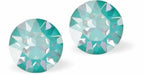 Austrian Crystal Diamond-shape Stud Earrings in Laguna Delite Blue with Sterling Silver Earwires