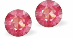 Austrian Crystal Diamond-shape Stud Earrings in Royal Red Delite with Sterling Silver Earwires