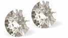 Sparkly Austrian Crystal Diamond-shape and Elegant Stud Earrings Round, Multi Faceted Crystal, 6mm and 7mm in size Colour: Sparkling Silver Shade Sterling Silver Earwires 