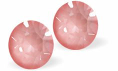 Sparkly Austrian Crystal Diamond-shape, Elegant Stud Earrings  Round, Multi Faceted Crystal,  6mm in size Colour: Pink Flamingo Ignite Sterling Silver Earwires