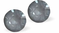 Sparkly Austrian Crystal Diamond-shape and Elegant Stud Earrings Round, Multi Faceted Crystal, 6mm in size Colour: Dark Grey Ignite Sterling Silver Earwires 