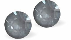 Sparkly Austrian Crystal Diamond-shape and Elegant Stud Earrings Round, Multi Faceted Crystal, 6mm in size Colour: Dark Grey Ignite Sterling Silver Earwires