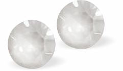 Sparkly Austrian Crystal Diamond-shape and Elegant Stud Earrings Round, Multi Faceted Crystal, 6mm in size Colour: Bright Electric White Sterling Silver Earwires