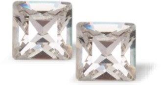 Austrian Crystal Xillion Square Stud Earrings in Clear Crystal in Two Sizes with Sterling Silver Earwires