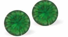 Austrian Crystal Diamond-shape Stud Earrings in Fern Green, Available in Two Sizes with Sterling Silver Earwires.