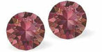 Austrian Crystal Diamond-shape Stud Earrings in Lilac Shadow, 7mm in size with Sterling Silver Earwires