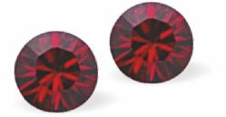 7222 - Embellished with Crystals by Swarovski® Diamond-shape Stud Earrings in Burgundy Red with Sterling Silver Earwires.