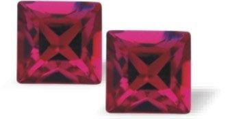 Austrian Crystal Xillion Square Stud Earrings in Fuchsia Pink in Two Sizes with Sterling Silver Earwires