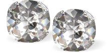 Austrian Crystal Lyrical Square Stud Earrings in Clear Crystal with Sterling Silver Earwires