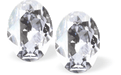 Austrian Crystal Oval Stud Earrings in Clear Crystal with Sterling Silver Earwires