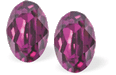 Austrian Crystal Oval Stud Earrings in  Amethyst Purple with Sterling Silver Earwires