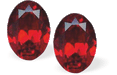 Austrian Crystal Oval Stud Earrings in Siam Red with Sterling Silver Earwires