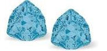Austrian Crystal Trilliant Triangular Stud Earrings in Aquamarine Blue with Sterling Silver Earwires