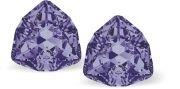 Austrian Crystal Trilliant Triangular Stud Earrings in Tanzanite Purple with Sterling Silver Earwires
