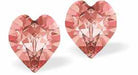 Austrian Crystal Heart Stud Earings in Rose Peach Pink, Available in Three Sizes with Sterling Silver Earwires