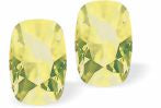 Austrian Crystal Rectangular Quadrille Stud Earrings in Luminous Green with Sterling Silver Earwires