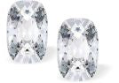 Austrian Crystal Rectangular Quadrille Stud Earrings in Clear Crystal with Sterling Silver Earwires