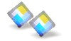 Austrian Crystal Chessboard Stud Earrings in  Aurora Borealis with Sterling Silver Earwires