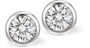 Crystal Encrusted Classic Round Stud Earrings Rhodium Plated, hypoallergenic Hypoallergenic; Free from cadmium, lead and nickel 15mm in size 