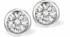 Crystal Encrusted Classic Round Stud Earrings Rhodium Plated, hypoallergenic Hypoallergenic; Free from cadmium, lead and nickel 15mm in size