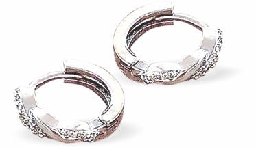 Funky Design Small Hoop Stud Earrings, Rhodium Plated Rhodium Plate, 11mm in size Hypoallergenic; Free from cadmium, lead and nickel