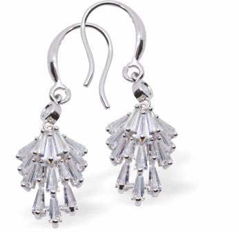 Sparkly Crystal Icicle Drop Earrings Rhodium Plated Colour: Crisp Clear Crystal 22mm in size Hypoallergenic; Free from cadmium, lead and nickel
