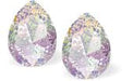 Austrian Crystal Pear Shape Stud Earrings in White Patina with Sterling Silver Earwires