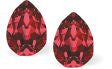 Austrian Crystal Pear Shape Stud Earrings in Siam Red with Sterling Silver Earwires