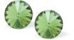Austrian Crystal Round Eclipse Stud Earrings in Peridot Green with Sterling Silver Earwires