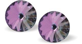 Austrian Crystal Round Eclipse Stud Earrings in Vitrail Light, Available in Three sizes with Sterling Silver Earwires