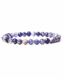Artisan Natural Stone Agate Stretch Bracelet Natural Blues and Purples in Colour Hypoallergenic: Nickel, Lead and Cadmium Free  