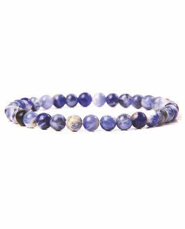 Artisan Natural Stone Agate Stretch Bracelet Natural Blues and Purples in Colour Hypoallergenic: Nickel, Lead and Cadmium Free