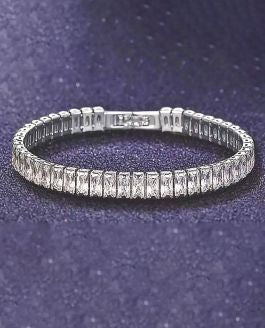 Sparkly Link Bracelet with Clasp and Clear Large Rectangular Crystals 6cm in diameter Nickel Free, Hypoallergenic 