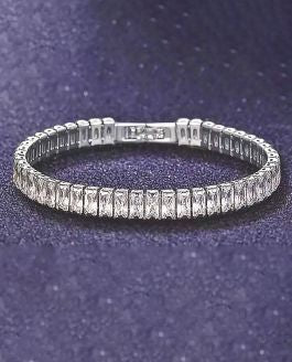 Sparkly Link Bracelet with Clasp and Clear Large Rectangular Crystals 6cm in diameter Nickel Free, Hypoallergenic