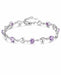 Sparkly Link Bracelet with Extension Violet Crystal and wild Heart Links 6cm in diameter Nickel Free, Hypoallergenic 