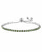 Sparkly Adjustable Bracelet, Rhodium Plated Peridot Green Multi Crystal 6cm in diameter, Rhodium Plated Nickel Free, Hypoallergenic 