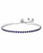 Sparkly Adjustable Bracelet, Rhodium Plated Sapphire Blue Multi Crystal 6cm in diameter, Rhodium Plated Nickel Free, Hypoallergenic